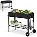 HOMASIS Hochbeet mit Ablage aus Netz & 2 Rollen, Blumenbeet aus...