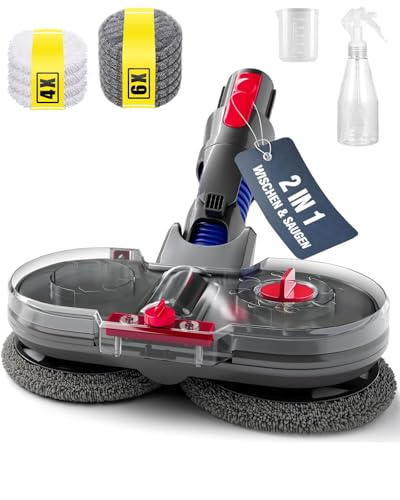 Yivy Accesorio de Fregona Eléctrica para Aspiradora Dyson V15, V11, V10, V8, V7 con Depósito de Agua-Cabezal de Limpiaparabrisas/Mopa de Suelo con 6 Microfibre+4 Chenille Paños