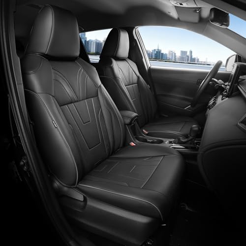 FEINEPRO for Toyota Corolla Cross Seat Covers L LE XLE 2021 2022 2023 2024 2025 2026, Custom Seat Covers Full Set, Luxury Leather Seat Cover for SUV, Waterproof Car Seat Cover, Black Not for Hybrid