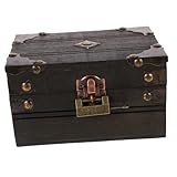 Coffre au trésor pirate avec serrure : avec une capacité suffisante, le coffre au trésor pirate peut être utilisé pour stocker non seulement des bijoux, mais également d'autres articles divers dont vous avez besoin, coffre au trésor pirate