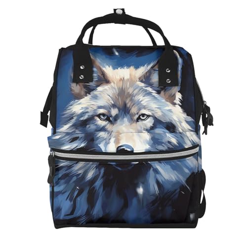 Sac à dos momie tête de loup bleu idéal pour les sorties décontractées en famille