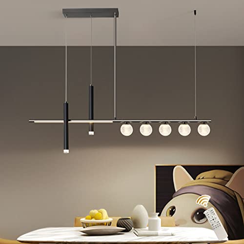 Ganeed Modern Led Pendant Light,45W Dimmble Led Chandeliers With Remote Control Dining Room Ceiling Hanging Light Linear Chandelier For Kitchen Dining Table(47.2 In Length) #TOP5