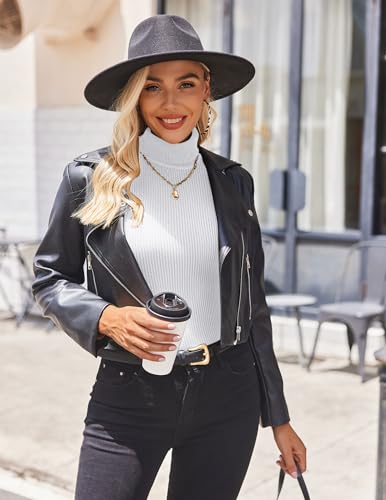 Image of Ekouaer Women's Turtleneck Shirts Ribbed Pullover Sweater Long Sleeves Tops Midweight Thermal Underwear Blouse