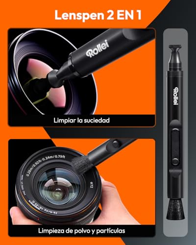 Kit de Limpieza Full Frame, Rollei XL Set de Limpiador Camara 8 en 1 con Lenspen Soplador Paños y Liquido Limpiador Palillos de Limpieza con Sensor Formato Completo(24mm) Cleaning Set para DSLR Lente - imagen 5