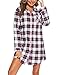 ENJOYNIGHT Womens Flannel Nightgown 100% Cotton Nightshirt Plaid Botton Sleep Shirt Long Sleeve Night Dress(Medium,Lattice)