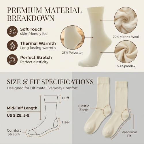 Image of Merino Wool Socks for Women, Lightweight Thin Wool Socks Womens Home Office