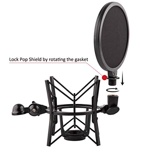 LYRCRO Microphone Shock Mount with Integrated Pop Shield for Rode Mics like K2, NT1-A,NT1000, NT2-A, NT2000, NTK, Podcaster and Procaster (20mm Internal Thread). - Image 4