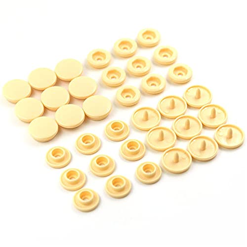 20 Sets T5 Resin Plastic Snaps Buttons Snap Fasteners Press Studs for Clothing DIY (12# Creamy)