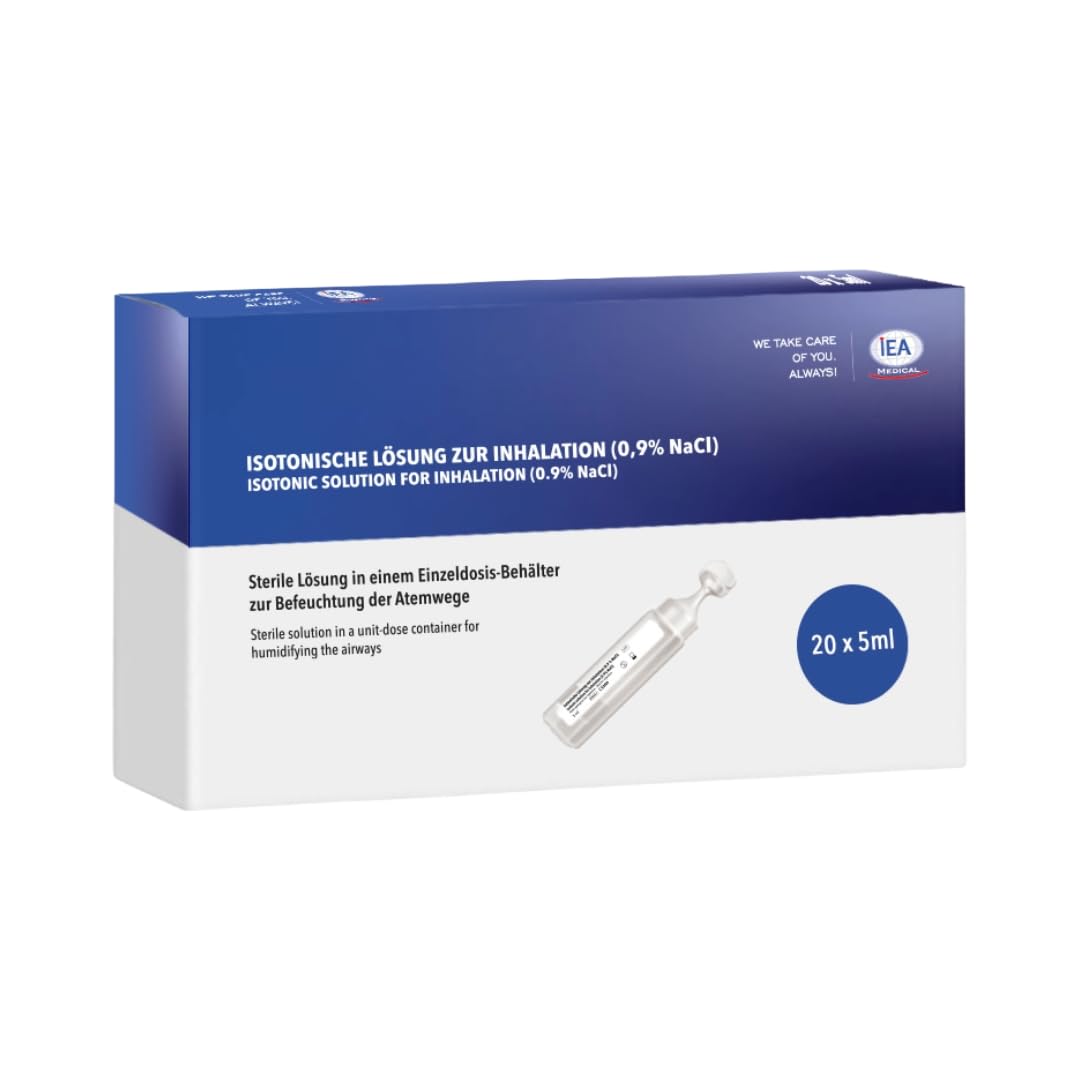 IEA Medical – Kochsalzlösung zum Inhalieren 0,9% NaCl (20×5 ml) | sterile Inhalationslösung für Vernebler, isotonisch, konservierungsfrei