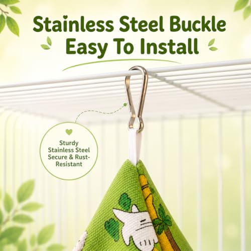 Image of Qpets Hanging Bird Tent Bed, Plush Nest with Wooden Perch for Small Birds
