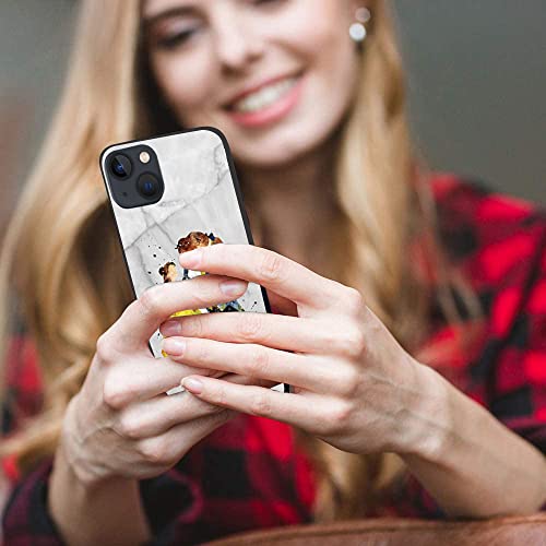 Cute Phone Case For Iphone 13 With Ring Holder Kickstand,Soft Tpu Rubber Silicone Protective Cover For Iphone 13 6.1 Inch - Marble Design #TOP4