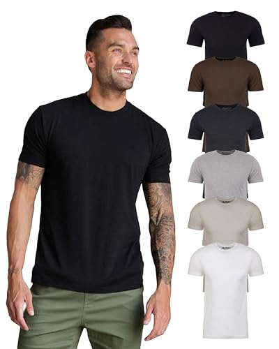 INTO THE AM Men's Plain Basic Tees 6 Pack Multipack