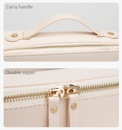 Image of LETGO Clear Mahjong Tile Storage Bag - TSA Approved Toiletry Bags with Zipper,Beach Car Makeup Organizer for Carry-on Travel Essentials,Clear Cosmetic Bags for Women & Girls (Large Beige)
