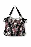 ED HARDY Black & Silver Faux Leather Tote Handbag Skull & Rhinestones