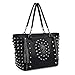 UTO Women Skull Tote Bag PU Washed Leather Rivet Studded Ladies Purse Shoulder Bag