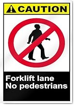 Fork Lift - Forklift Lane No Pedestrians Caution Sign v2 Metal Sign 8 x 12 Inch – Indoor Outdoor Decor Plate