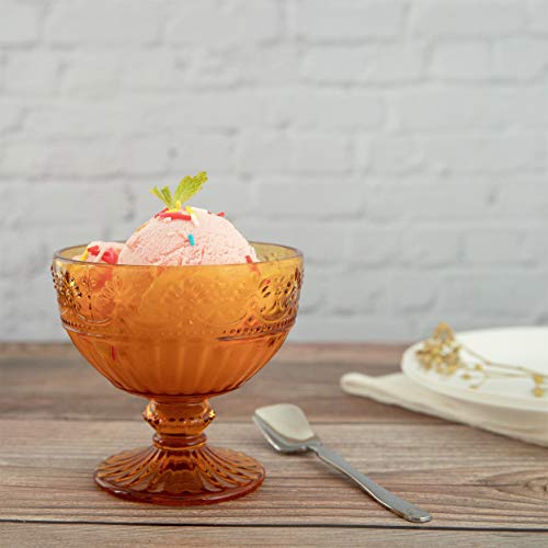 Whole Housewares Glass Ice Cream Bowls - Vintage Pressed Pattern Glass Dessert Bowls - Trifle/Fruit/Salad/Sunday Small Ice Cream Bowl, Solid Glass Multi Color, Set Of 4 #TOP4