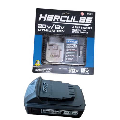 Generic Kit Hercules 20V/12V Lithium-Ion Multivoltage Charger, LED Charge Indicator with 20V 2 Ah Lithium-Ion Compact Battery