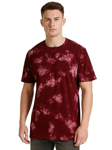 Image of Veirdo 100% Pure Cotton Round Neck Oversized Baggy Fit Drop Shoulder Cool & Cozy Tie & Dye Round Half Sleeve T-Shirt for Men (Sizes: S to 2XL)