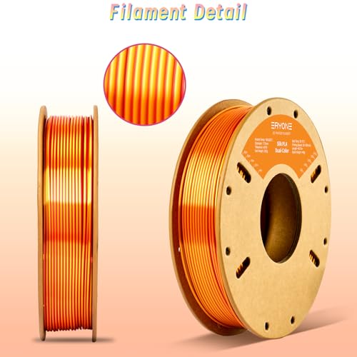 Image of ERYONE Silk PLA Filament 1.75mm Dual Color 3D Printer Filament Shiny Fit Most FDM Printers, 250g (0.55lbs) Cardboard Spool, Red Gold
