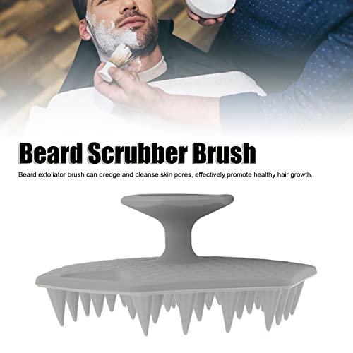 Beard Scrubber Brush, Beard Exfoliator Brush Remove Dead Skin Suction Cup Soft Silicone for Salon Use (Grey) - Image 2