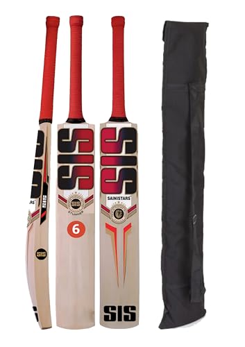 Image of Grand Edition Cricket Bat, Willow, Set of 1 Popular Willow Tennis Cricket Bat Suitable for Stree, Tournaments Practice Bat (Red, Size-06)