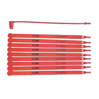 Uline Plastic Truck Seals - Tamper Evident, Numbered, Pack of 100 (Red)
