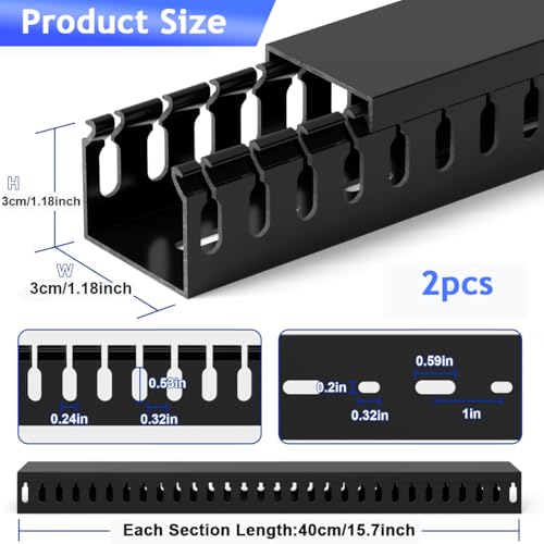 Image of Serplex 2Pcs 15.7 Inch Cable Raceway PVC Wire Concealer Kit for Office | Under Desk Cord Organizer with Side Cable Eyelets, Under Desk Cord Organizer with Cable Management Power Cable Channel