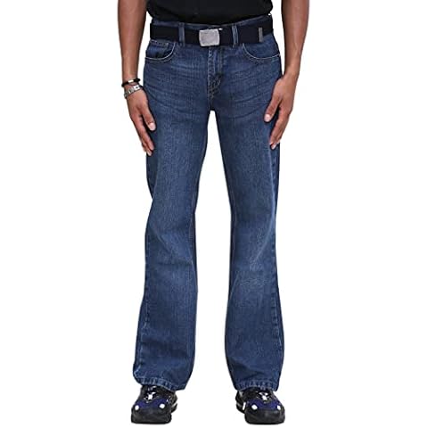 True Face Men's Bootcut Jeans with Free Belt Cover