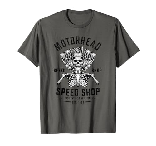 BF Skeleton Motor Head Speed Shop Hot Rod Mecánico Amante del coche Camiseta