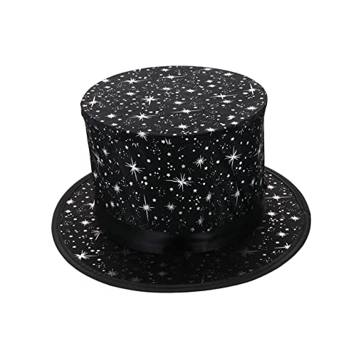 Chapeau haut de forme noir étoilé pour compléter un costume de magicien ou sorcier