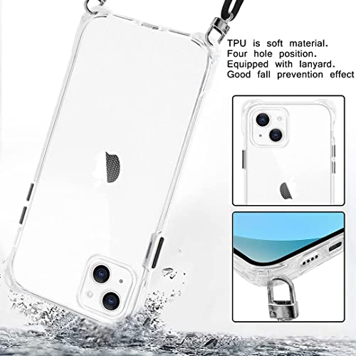 Zhiyiwu Compatible With Iphone 14 Case Clear Crystal Transparent Cell Phone Shockproof Adjustable Removable Crossbody Shoulder Nylon Strapultra Slim Thin Flexible Soft Tpu Mobile Phone Cover Shock #TOP2