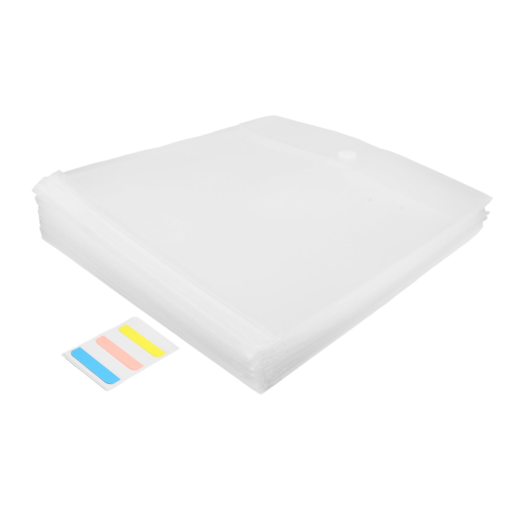 HOMSFOU Buste Porta Documenti in Plastica 24 Pezzi con Tasca Etichette | Organizer Portatile per Carta e Cartoncino, Uso Scuola e Casa, Include Adesivi per Etichette