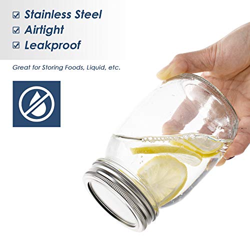 Vtopmart Regular Mouth Glass Mason Jars 16 Oz, 12 Pack Glass Canning Jars With Metal Airtight Lids And Bands, For Meal Prep, Food Storage, Canning, Preserving, Drinking, Overnight Oats, Diy Projects #TOP5