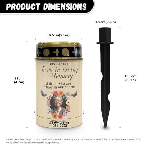 Image of Customized Photo Candle Solar Power Grave Lights for Cemetery Waterproof LED Candles Lantern Gravesite Decorations Cemetery Outdoor Memorial Flameless Candles