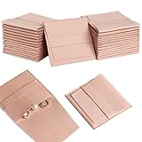 40pcs Pink Microfiber Jewelry Pouch 8 x 8cm Jewelry Packaging Bag Luxury Gift Fixed Strap Envelope Style Packaging Small Jewelry Gift Bags for Earrings Necklaces Bracelet Ring