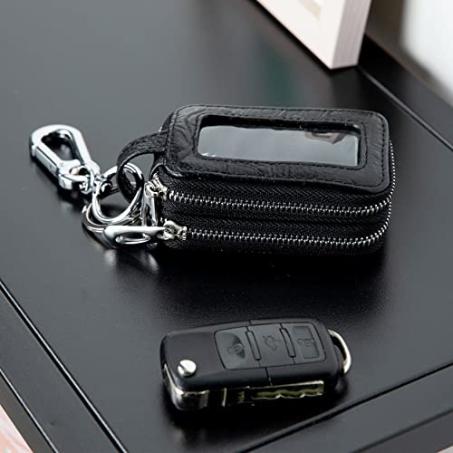 Aiqudou Double Deck Car Key Fob Bag -Leather Car Key Holder Universal Touch Screen Zipper Key Pouch Car Keychain Leather Key Holder #TOP5