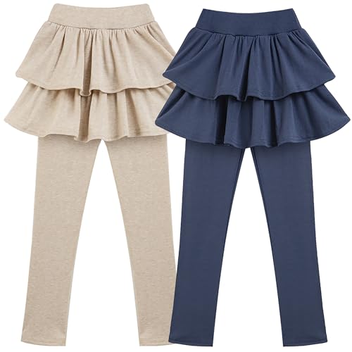 Girls School Uniform Pants Leggings with Skirts Stretch Warm Jegging 4-12 Years2