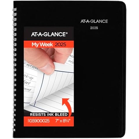 AT-A-GLANCE 2025 Planner, Weekly, 7" x 8-3/4", Medium, Column-Style, DayMinder, Black (G5900025) Cover