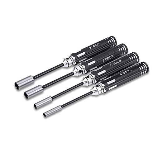 RC Modellbau Werkzeug, 4 Innensechskant Mutter Treiber Arrowmax Tool Kit mit 4,0, 5,5, 7,0, 8,0 mm für RC Autos Helikopter Hubschrauber Flugzeug Schraubendreher Werkzeug Set Auto