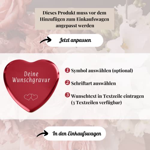 Edle Pralinen Dose in Herzform mit Individueller Gravur | Herzdose mit 6 leckeren Pralinen - Helle und Dunkle Schokolade… – Bild 3