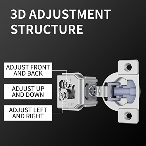 Owodi 20 Pack Soft Close Cabinet Hinges 1-1/4 Inch Overlay Kitchen Cabinet Hinges 105 Degree 3-Way Adjustment Self Closing Cabinet Door Hinges Concealed For Face Frame Cabinets With Screws #TOP3