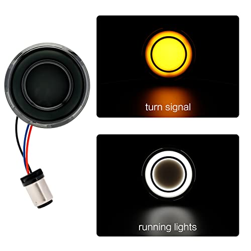 LKV 1157 Front Motorcycle LED Turn Signals Light 2 Inch Bullet Smoked Lens Compatible for Harley Davidson Touring Dyna Softail Sportster Street Glide Road Glide Iron 883 Road King
