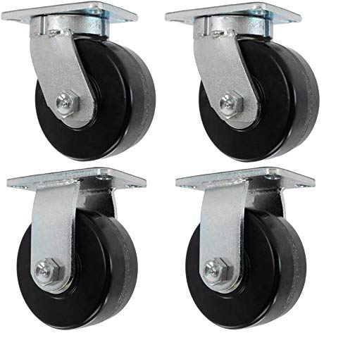 CasterHQ - 10" x 3" Kingpinless Heavy Duty 2 Swivel & 2 Rigid Caster - Phenolic Wheel - 11,600 Lbs Capacity
