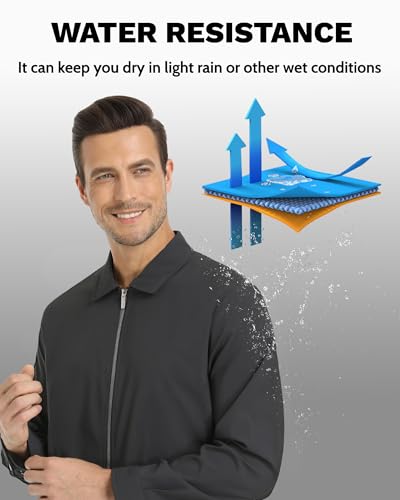 EKLENTSON Mens Lightweight Jackets Full Zip Laydown Collar Golf Light Windbreaker Jackets with Zip Pockets4
