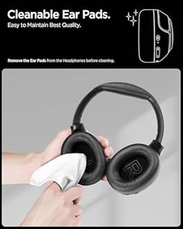 Spigen Audio Newly Launched SA-HP P10 Wireless Over Ear Headphones with 60H Playtime, Upto 43dB Multi-Mode Adaptive ANC Pro, EQ Customizing App, 5-MIC, Gaming Mode, 40mm Driver - Black
