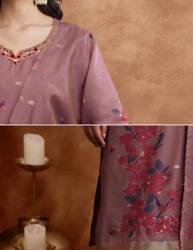 Image of Amazon Brand - Myx Women's Jaquard Embroidered Kurta Set With Dupatta | Salwar Suit Set (Available In Plus Sizes)