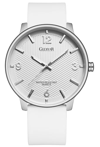 Men's Fashion Minimalist Wrist Watch Waterproof Watches Simple Ultra Thin Analog Quartz Silicone Watch for Men (G689 Silver White)
