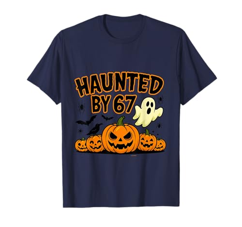 Haunted by 67 Six Seven Halloween Meme Ghost Pumpkin Design T-Shirt