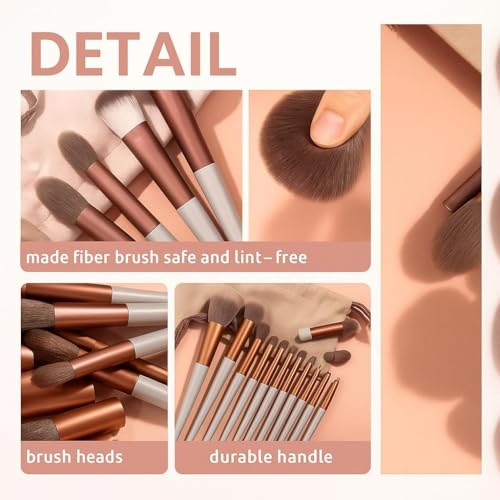 Image of Premium 13-Piece Soft Makeup Brush Set for Face & Eye | Foundation, Blush, Contour & Eyeshadow Brushes | Professional Cosmetic Kit with Travel Pouch